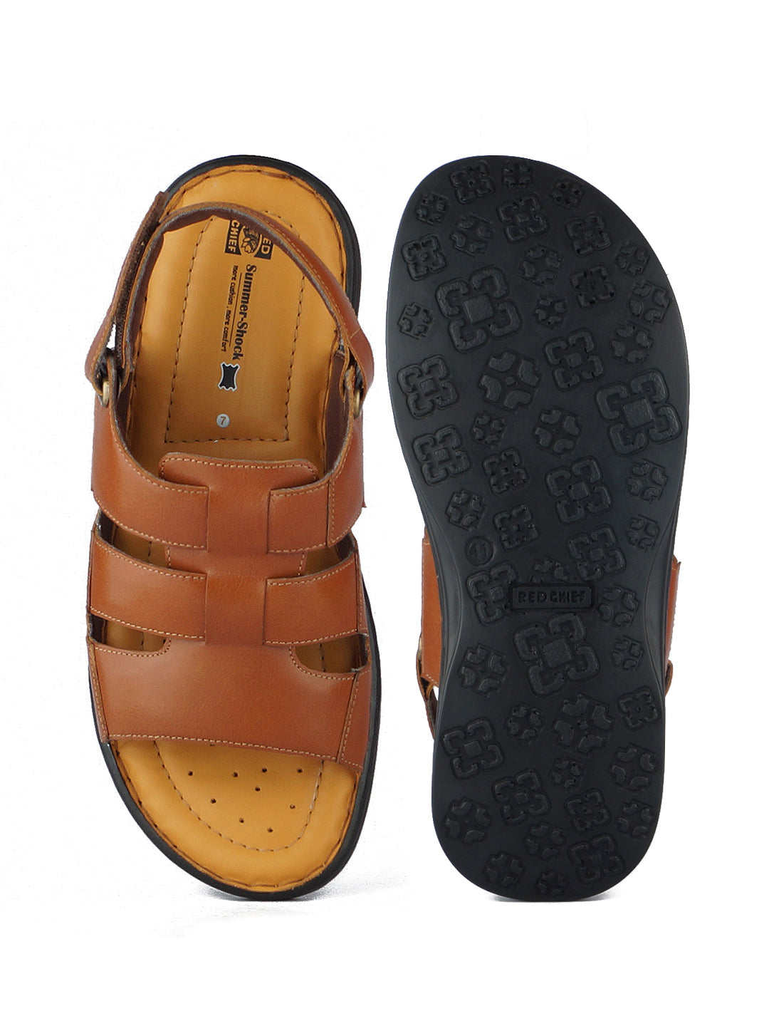 RED CHIEF Tan Leather Sandal for Men RC3678 006
