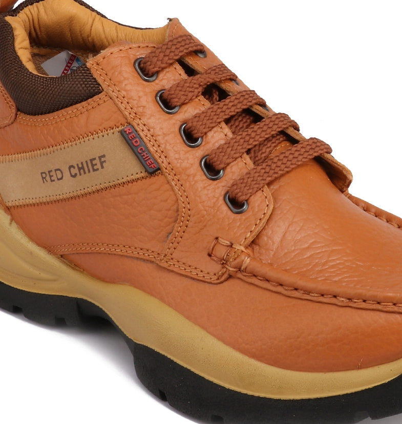 Red Chief RC2051-D 107 Men's Genuine Leather Low-Ankle Casual Shoes – Elephant Tan Color
