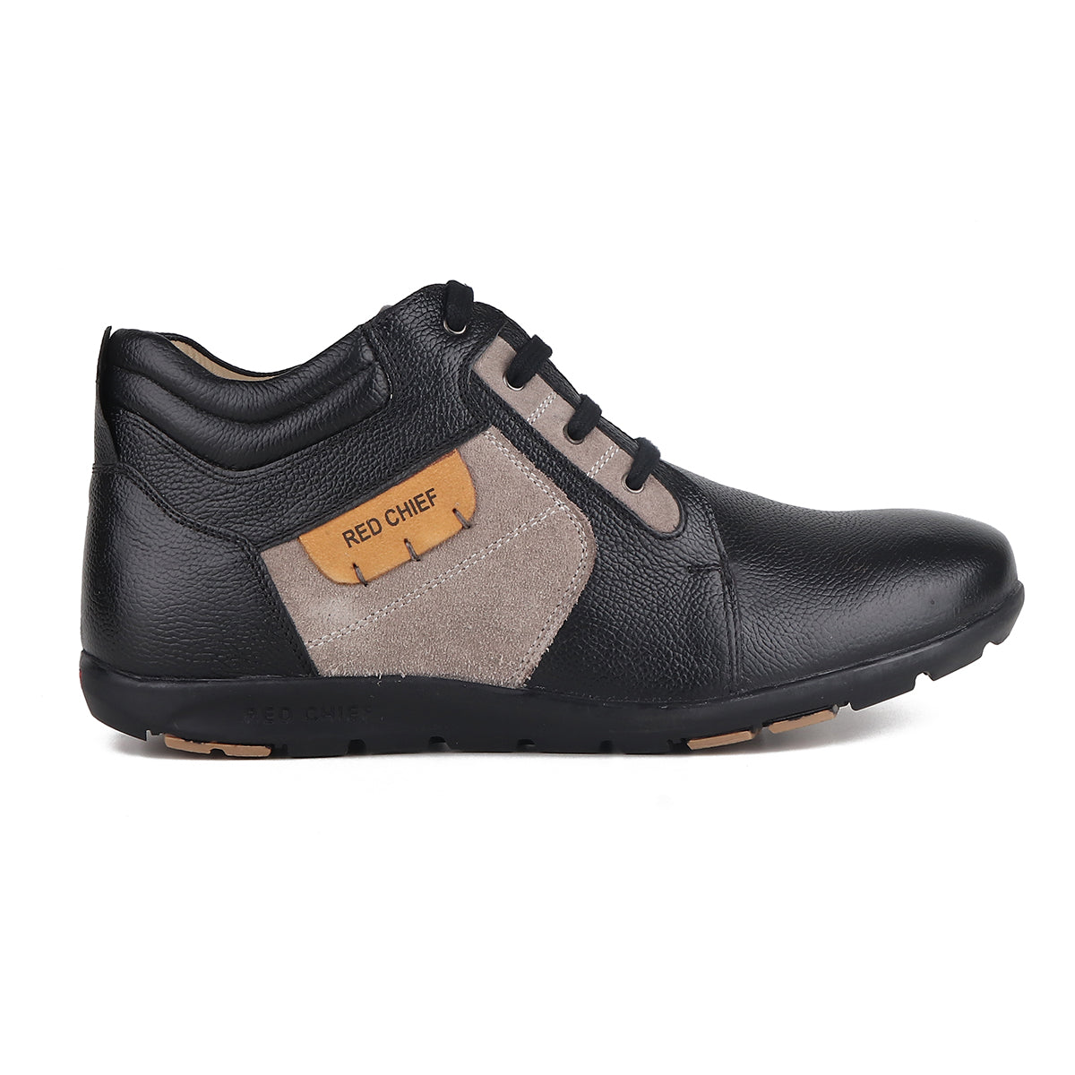 Red Chief Genuine Leather Low Ankle Lace Up Black Casual Shoes For Men |RC3513 001