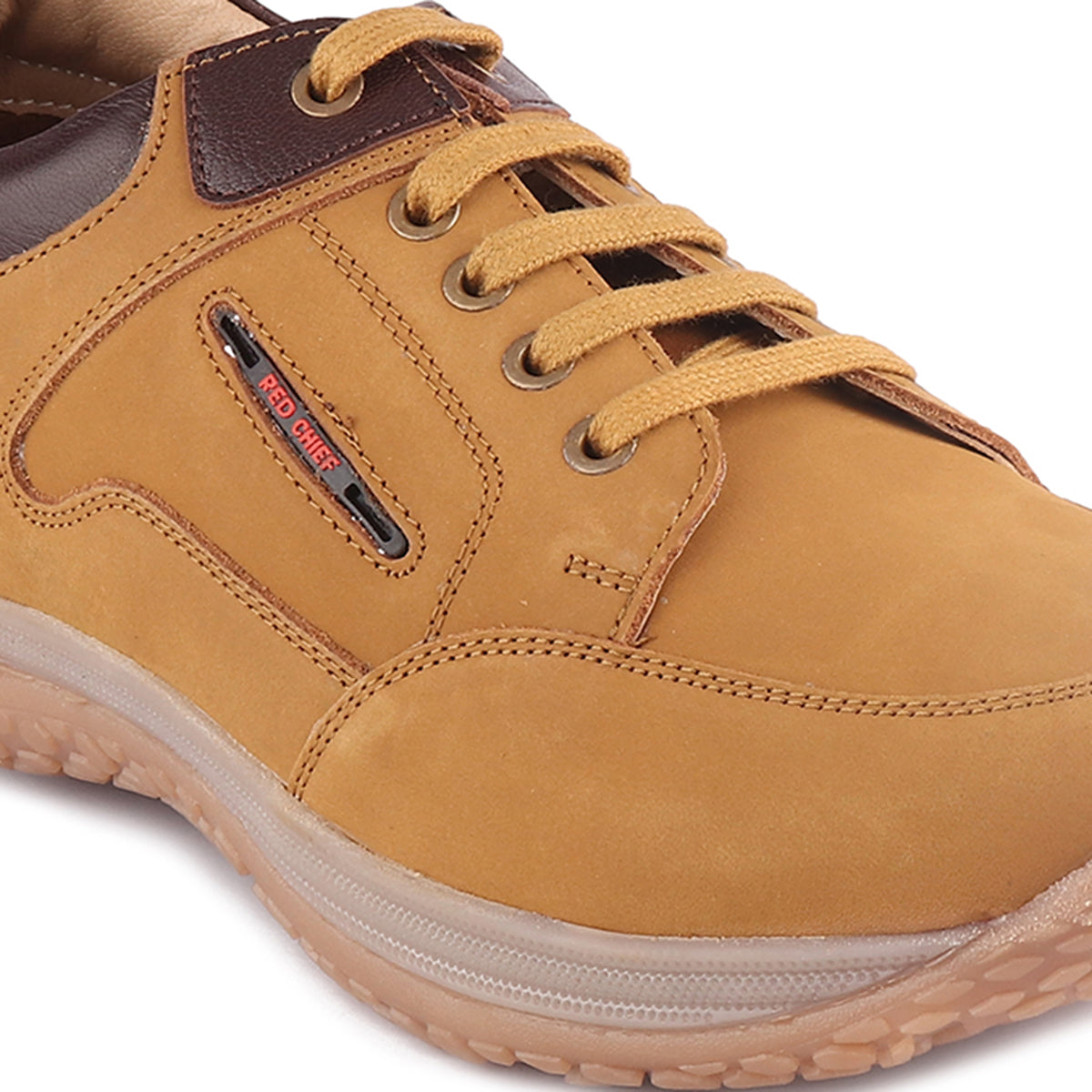 Red Chief Men's RC3520 022 Genuine Leather Lace-Up Casual Shoes | Low-Ankle Comfort Fit with Rust Color