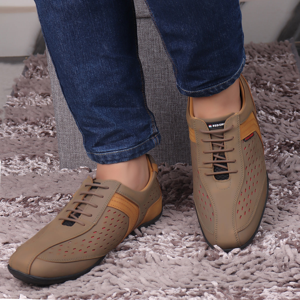 Red Chief Olive Green Casual Sneaker Shoes for Men RC3759 G0045