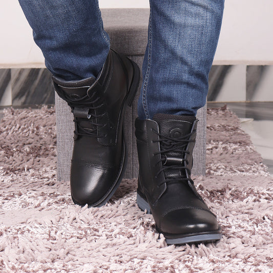 Red Chief Genuine Leather High Ankle Lace Up Black Casual Boot For Men |RC3771 001