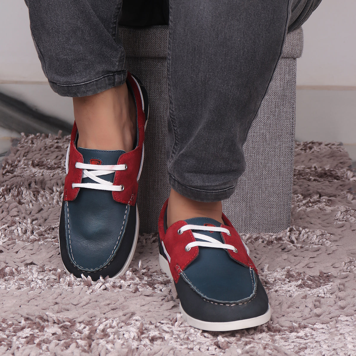 Red Chief Blue & Red Casual Boat Shoes for Men RC3800 181