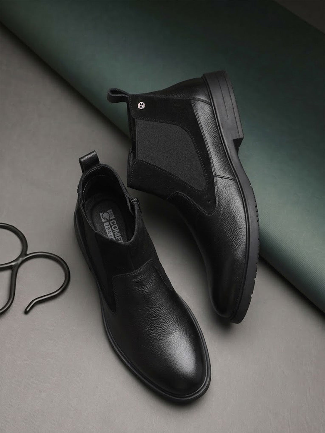 Red Chief Men's Black Leather Chelsea Boots |RC4148 001