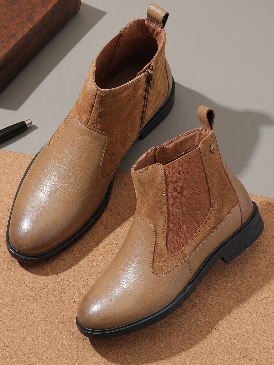 Red Chief Men's Tan Leather Chelsea Boots |RC4148 006