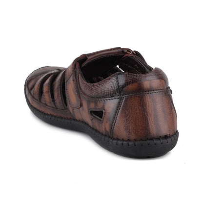 RED CHIEF Brown Leather Sandal for Men RC3993 003