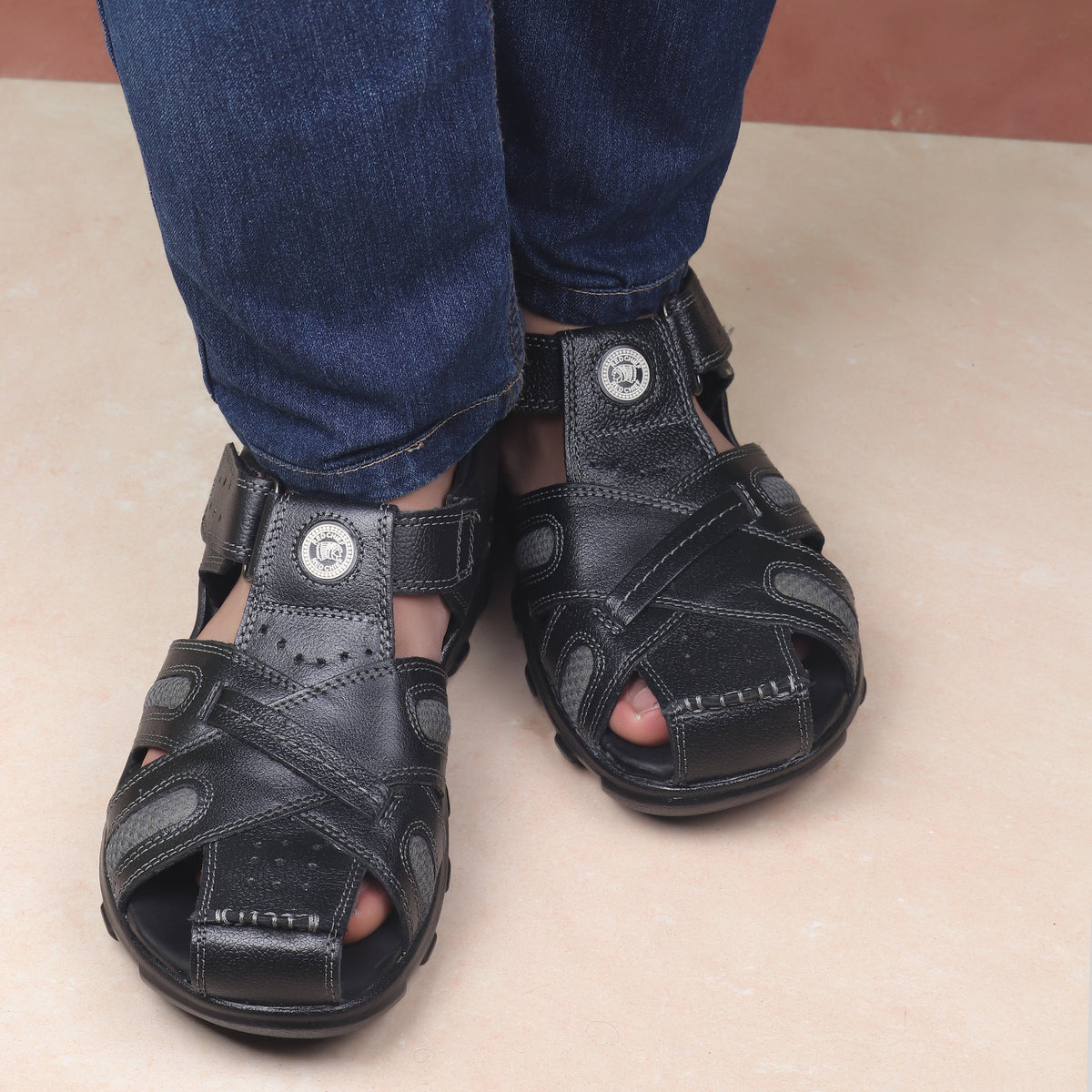 Red Chief Black Sandal for Men RC0317 045