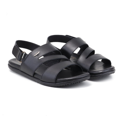 RED CHIEF Black Leather Sandal for Men RC851 001