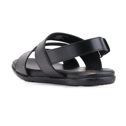 RED CHIEF Black Leather Sandal for Men RC851 001
