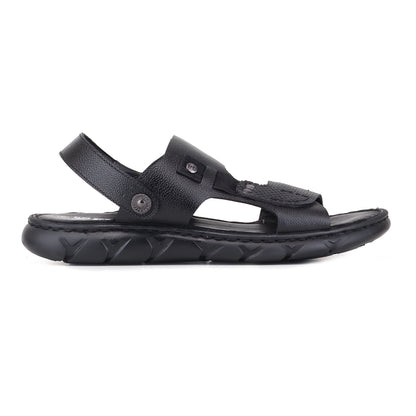 RED CHIEF Black Leather Sandal for Men RC4087 001