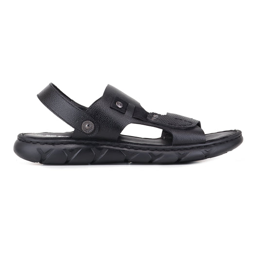 RED CHIEF Black Leather Sandal for Men RC4087 001