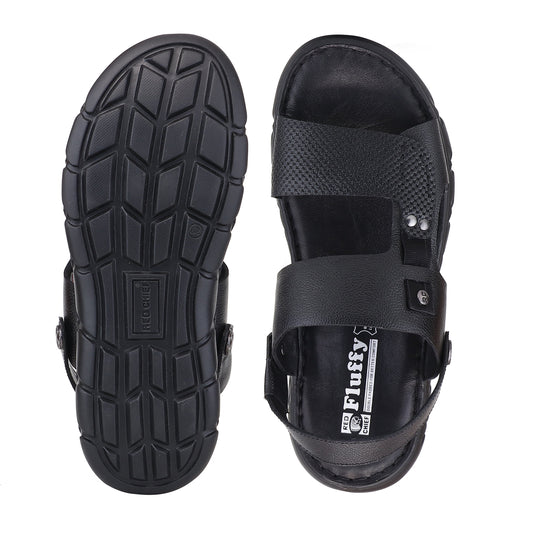 RED CHIEF Black Leather Sandal for Men RC4087 001