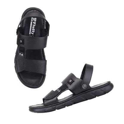 RED CHIEF Black Leather Sandal for Men RC4087 001