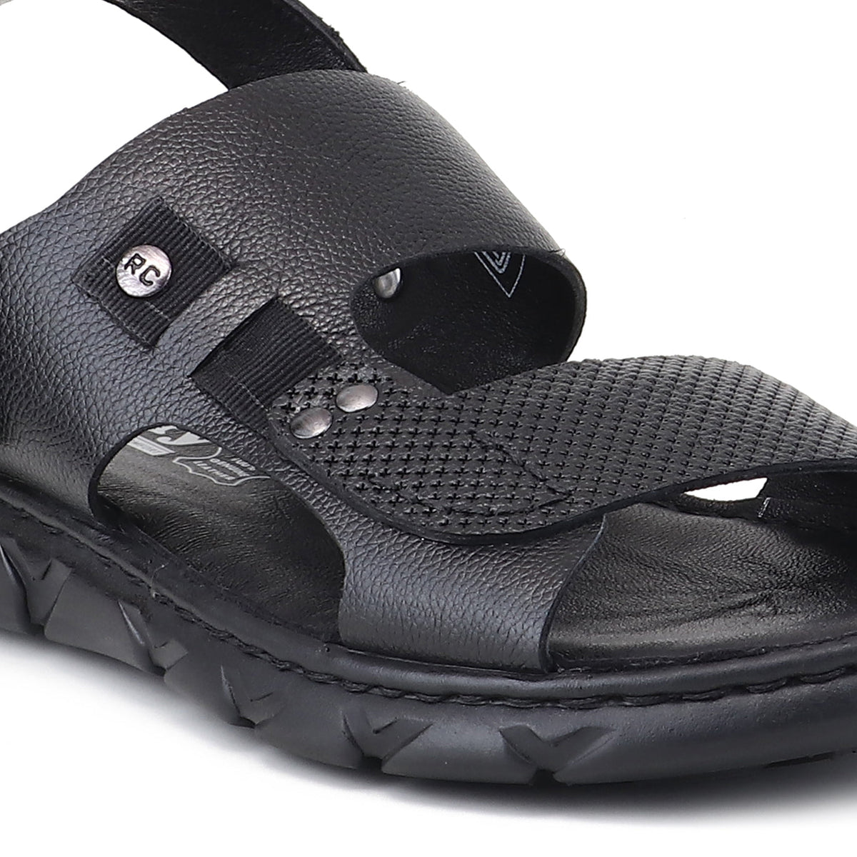 RED CHIEF Black Leather Sandal for Men RC4087 001