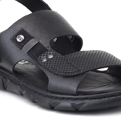 RED CHIEF Black Leather Sandal for Men RC4087 001