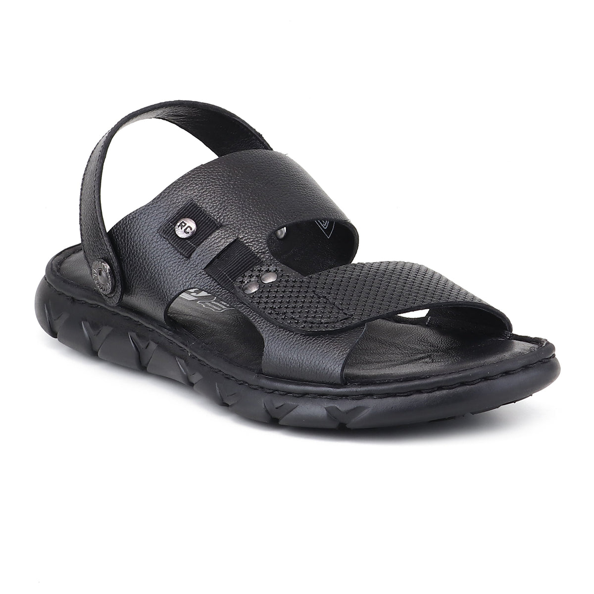 RED CHIEF Black Leather Sandal for Men RC4087 001
