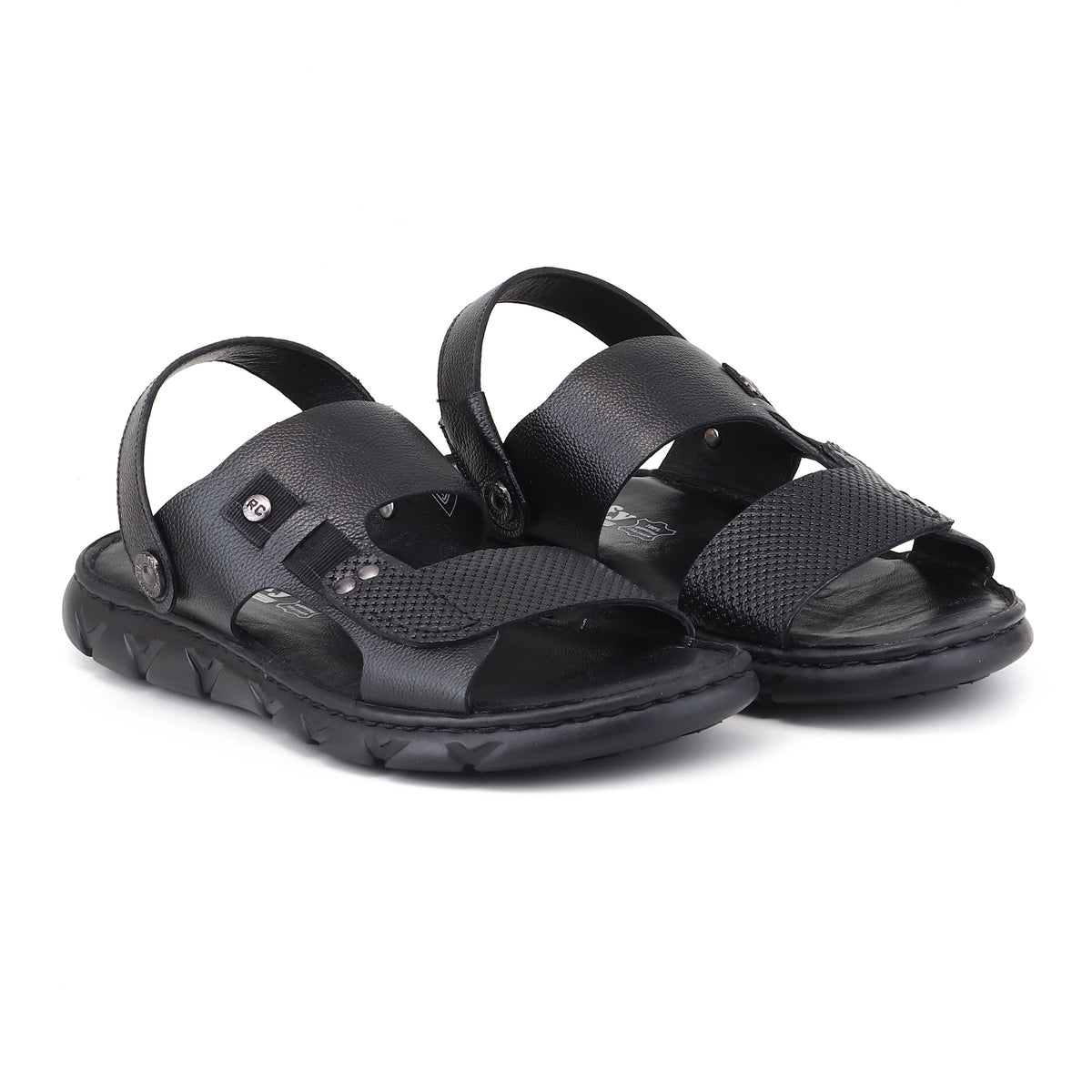 RED CHIEF Black Leather Sandal for Men RC4087 001