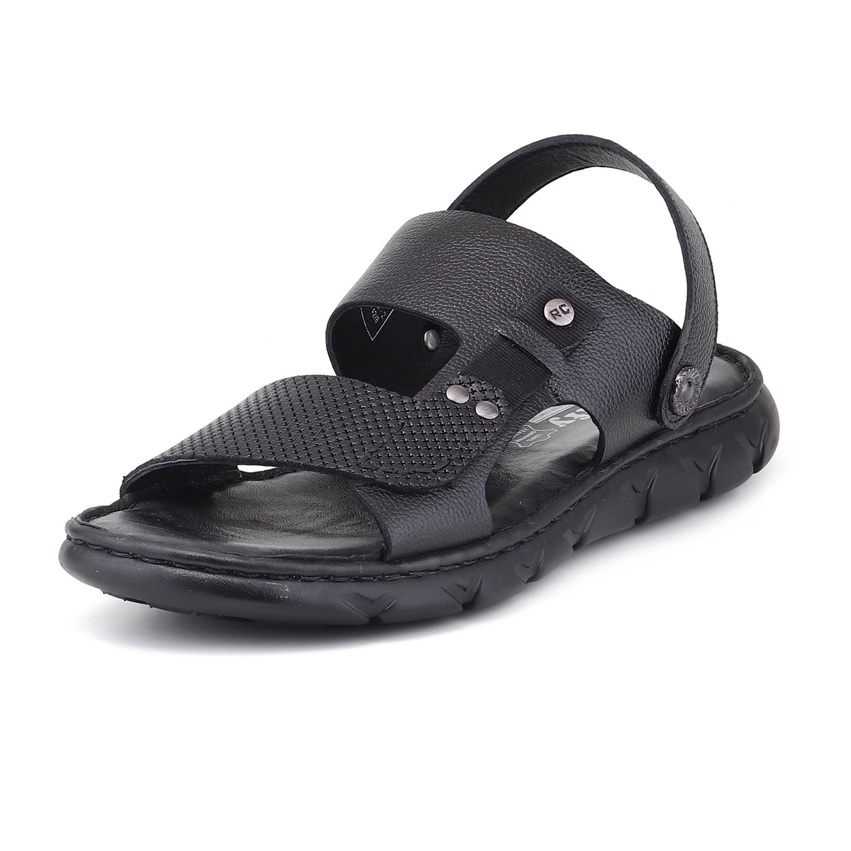 RED CHIEF Black Leather Sandal for Men RC4087 001