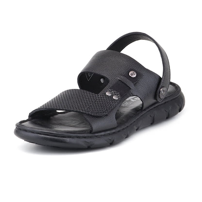 RED CHIEF Black Leather Sandal for Men RC4087 001