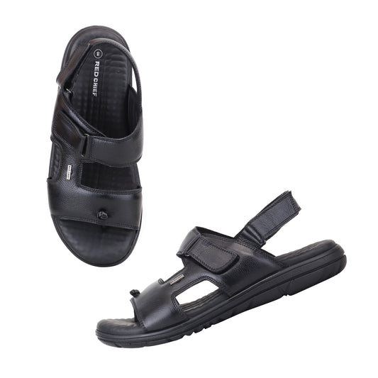 RED CHIEF Black Leather Sandal for Men RC4036-A 001