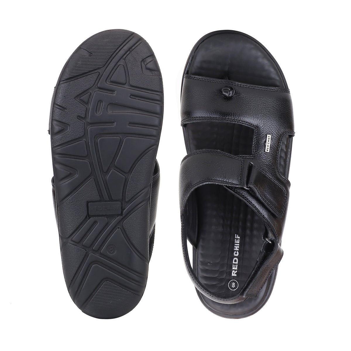 RED CHIEF Black Leather Sandal for Men RC4036-A 001