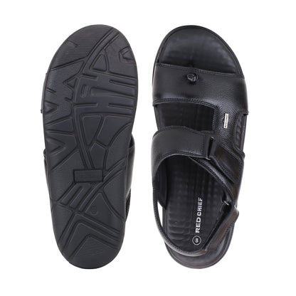 RED CHIEF Black Leather Sandal for Men RC4036-A 001