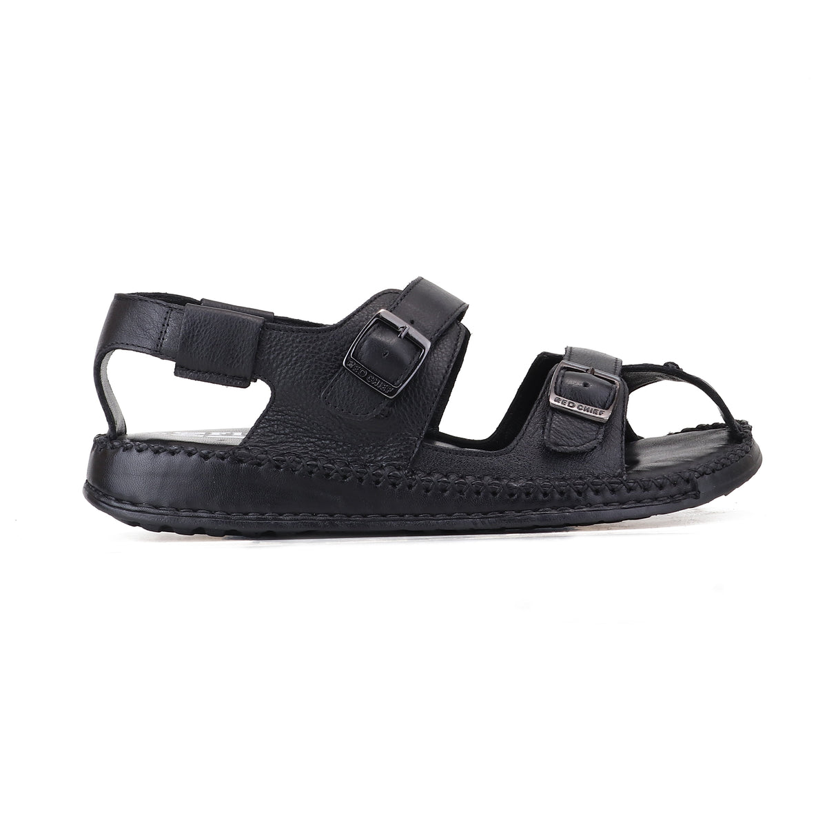 RED CHIEF Black Leather Sandal for Men RC6082 001