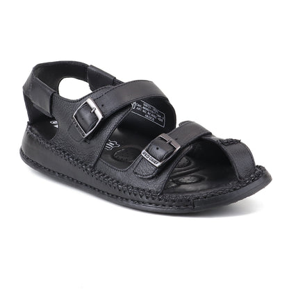 RED CHIEF Black Leather Sandal for Men RC6082 001