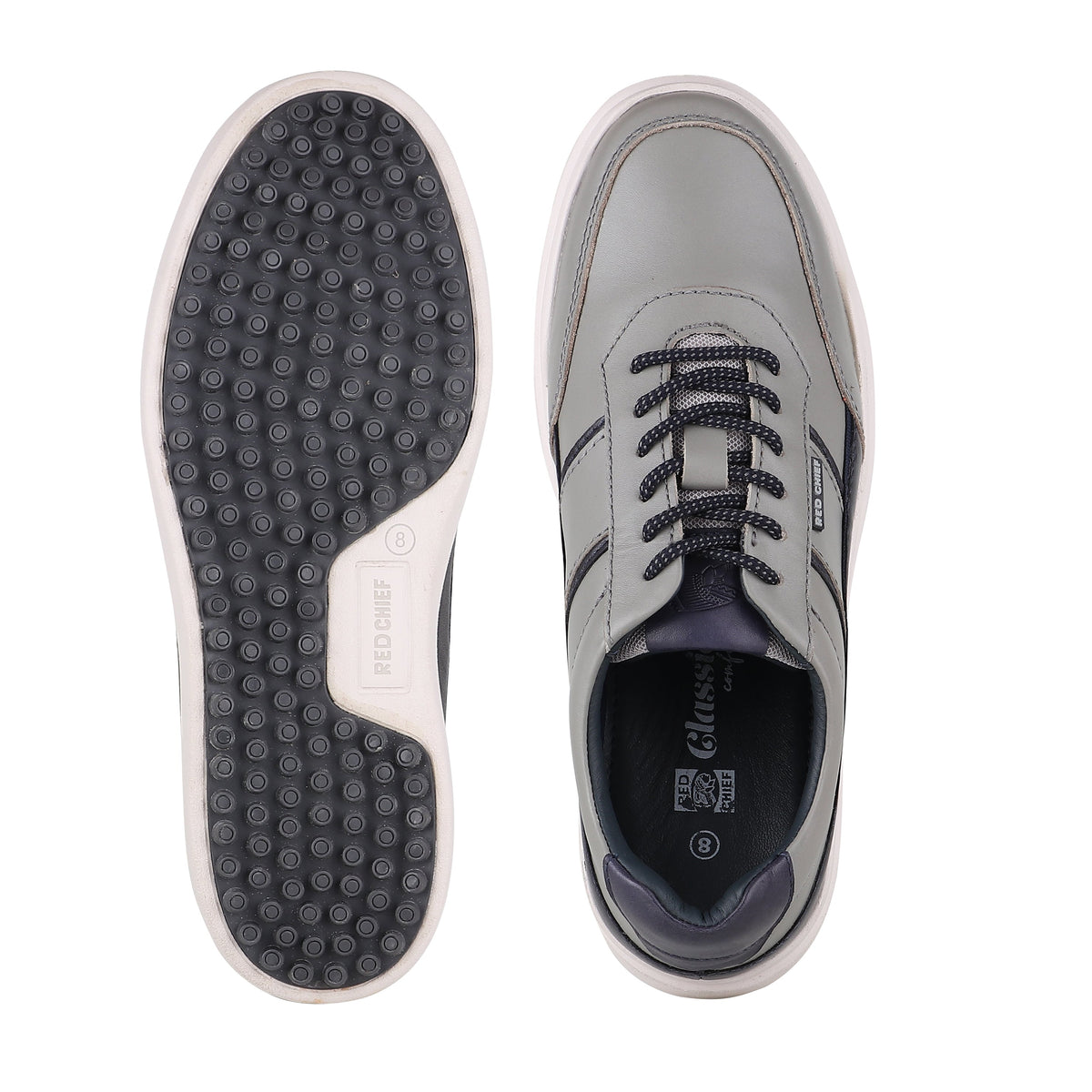 REDCHIEF Grey/Black Leather Casual Sneaker for Men RC3944 047