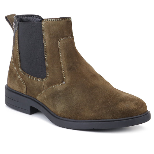 Red Chief Men's Dark Olive Suede Leather Chelsea Boots |RC4147 164