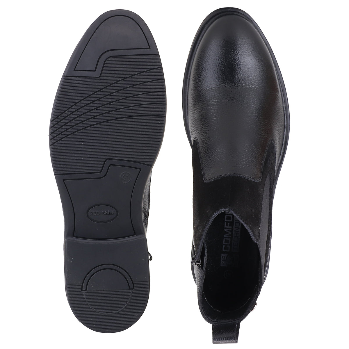 Red Chief Men's Black Leather Chelsea Boots |RC4148 001