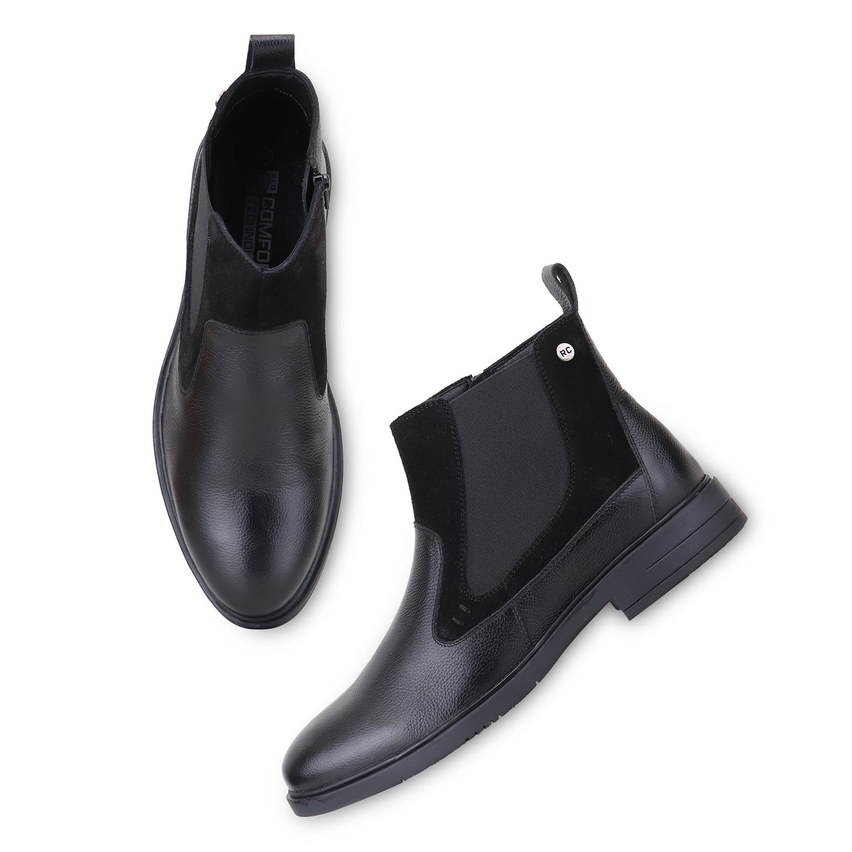 Red Chief Men's Black Leather Chelsea Boots |RC4148 001