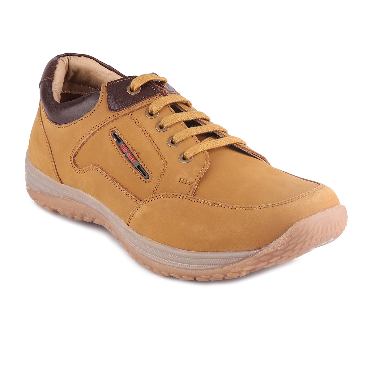 Red Chief Men's RC3520 022 Genuine Leather Lace-Up Casual Shoes | Low-Ankle Comfort Fit with Rust Color