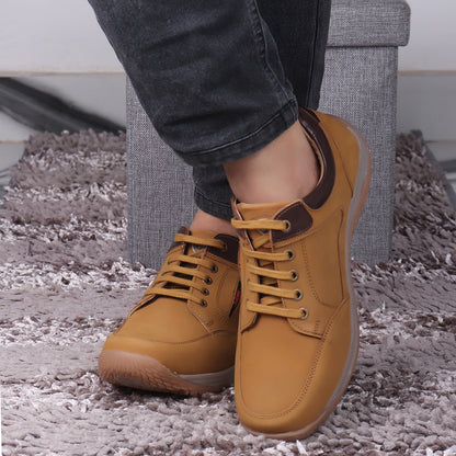 Red Chief Men's RC3520 022 Genuine Leather Lace-Up Casual Shoes | Low-Ankle Comfort Fit with Rust Color
