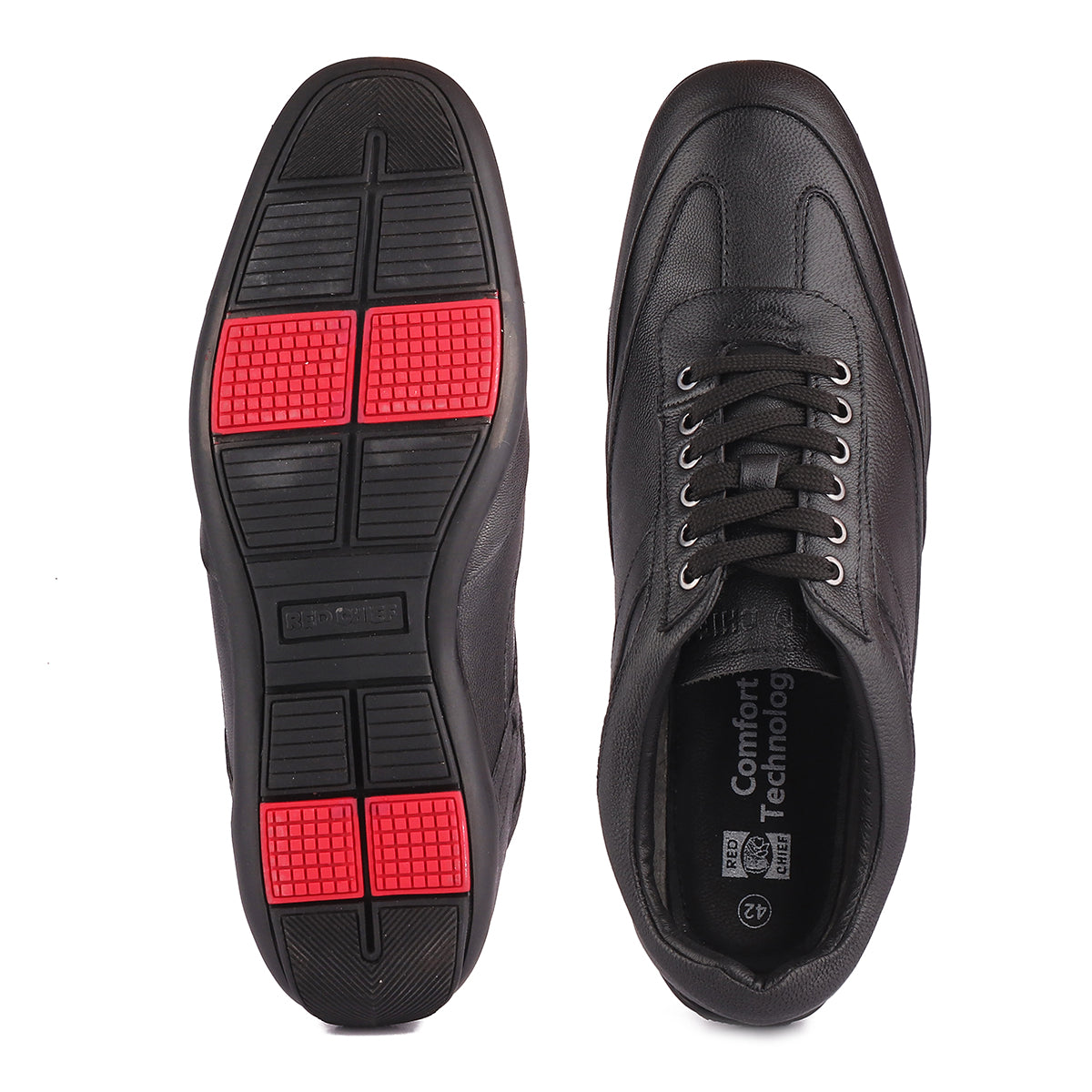 RED CHIEF Black Leather Casual Shoes for Men RC3754 001