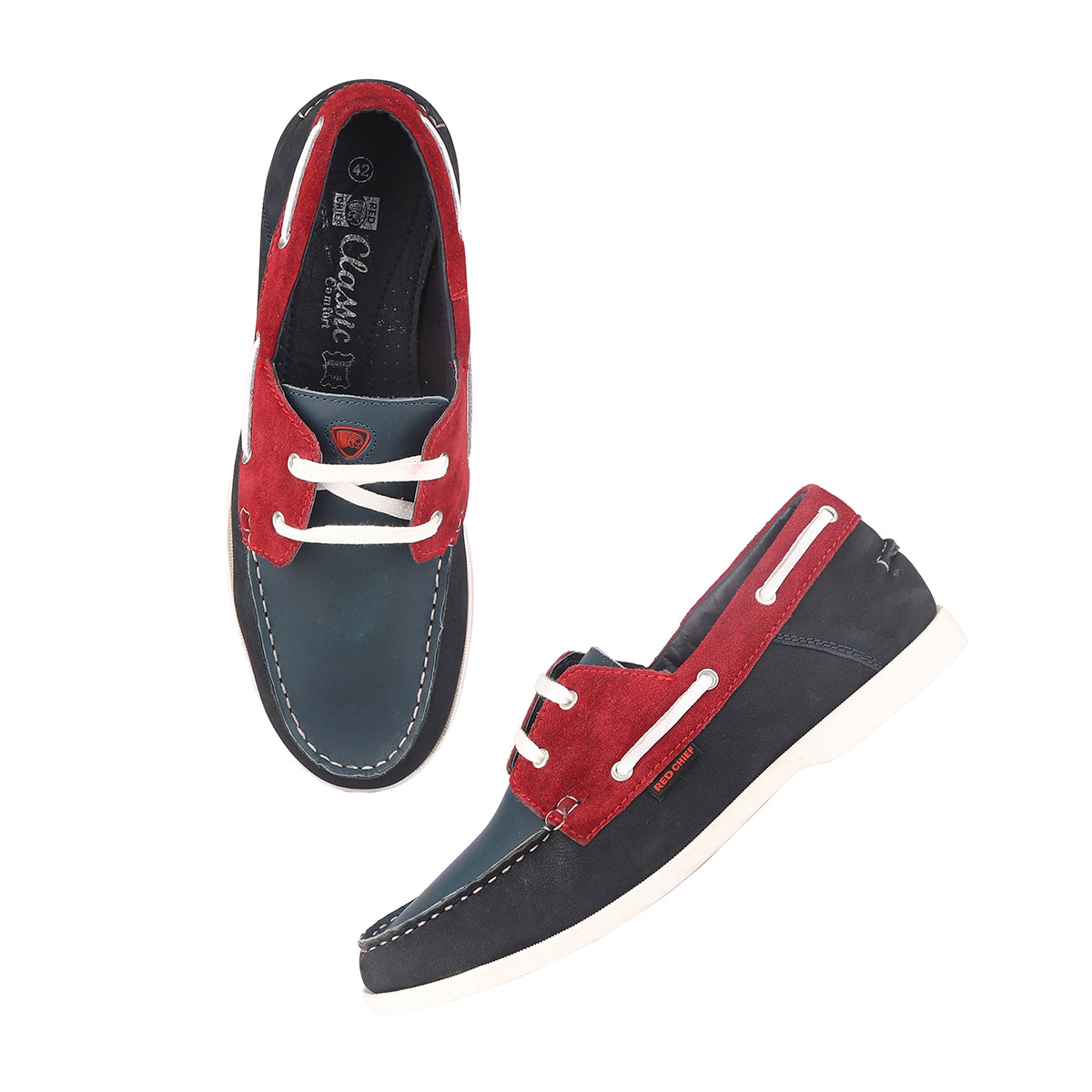 Red Chief Blue & Red Casual Boat Shoes for Men RC3800 181