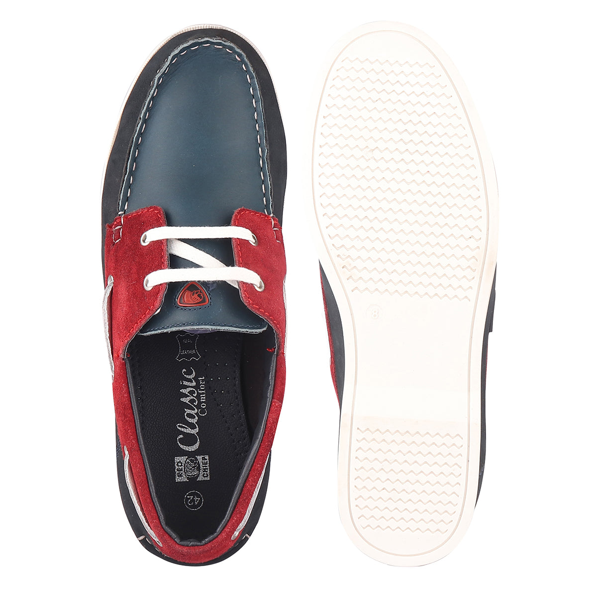 Red Chief Blue & Red Casual Boat Shoes for Men RC3800 181