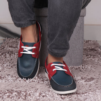 Red Chief Blue & Red Casual Boat Shoes for Men RC3800 181