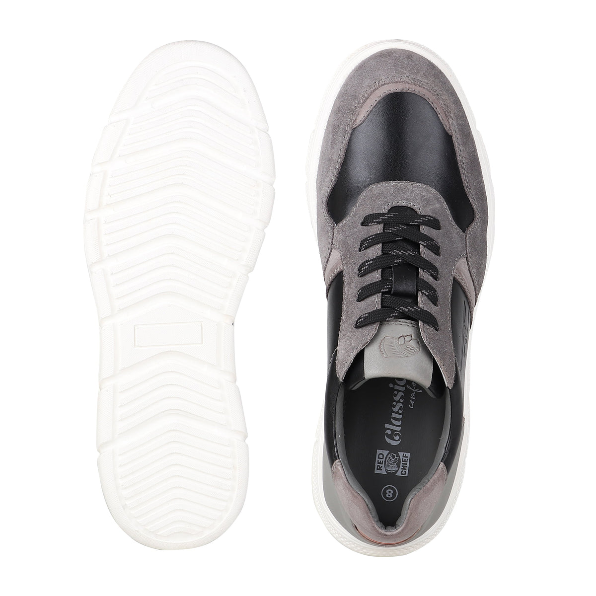 REDCHIEF Blk/Gray Leather Casual Oxford for Men RC3945 104
