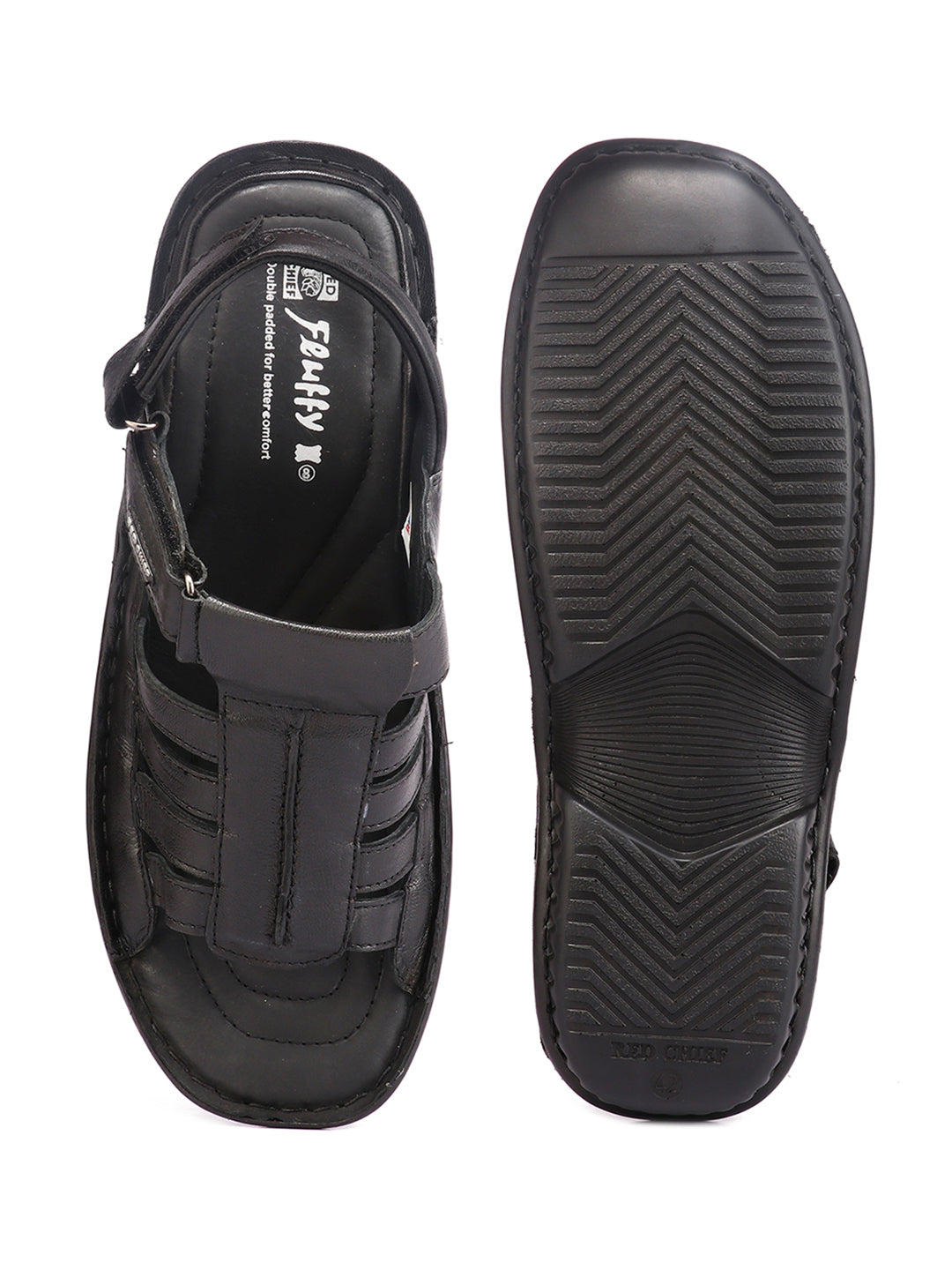 Red Chief Black Sandal for Men RC7018 001
