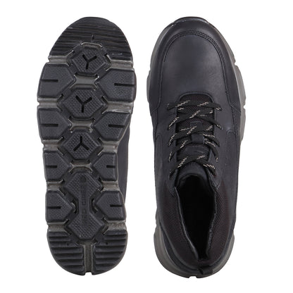 Red Chief Genuine Leather Low Ankle Lace Up Black Casual Shoes For Men |RC9300 001