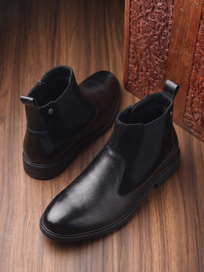 Red Chief Men's Black Leather Chelsea Boots |RC4148 001